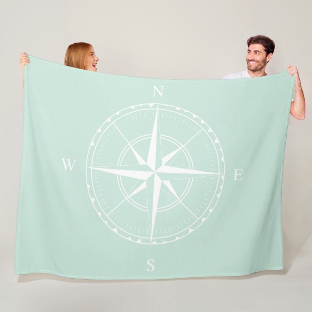 Couverture Polaire Hamptons Style Canard Oeuf Bleu Blanc Bateau Compa (En situation)