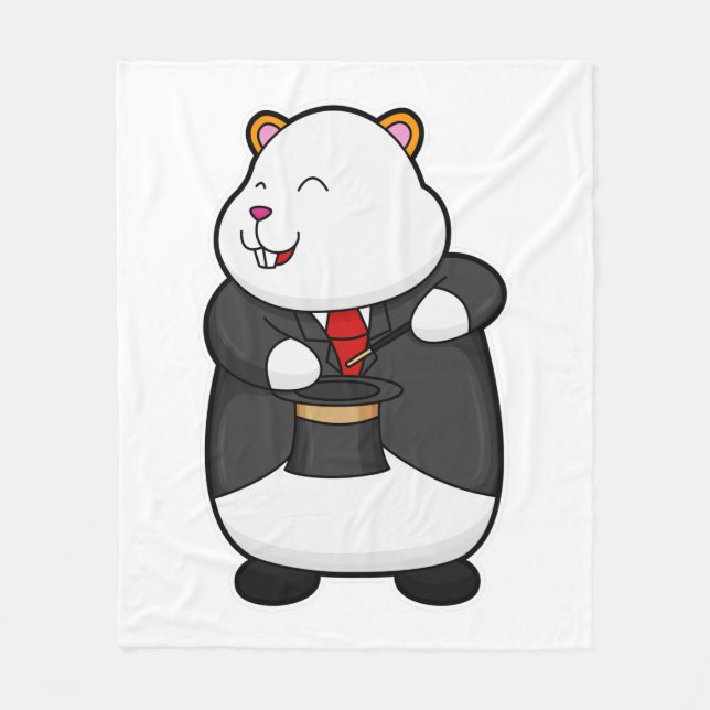 Couverture Polaire Hamster en magicien avec baguette magique et Casqu (Devant)