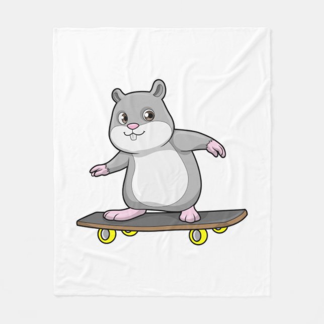 Couverture Polaire Hamster en patinage avec skateboard (Devant)