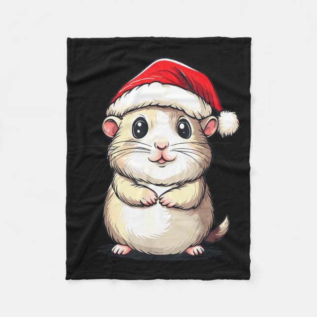 Couverture Polaire Hamster Santa Hat Pet Lover Boys Girls Kids Christ (Devant)