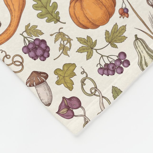 Couverture Polaire Hand-Drawn Engraving Style Fall Vegetable  (Coin)