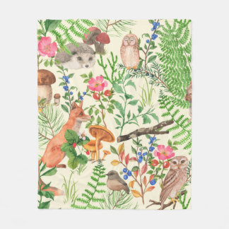 Couverture Polaire Hand drawn seamless pattern with watercolor forest