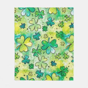 Couverture Polaire Hand-painted shamrock pattern featuring water colo