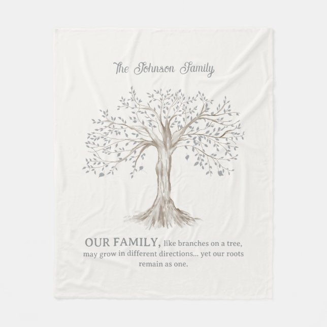 Couverture Polaire Hand Painted Tree Custom Family Quote Ivory (Devant)