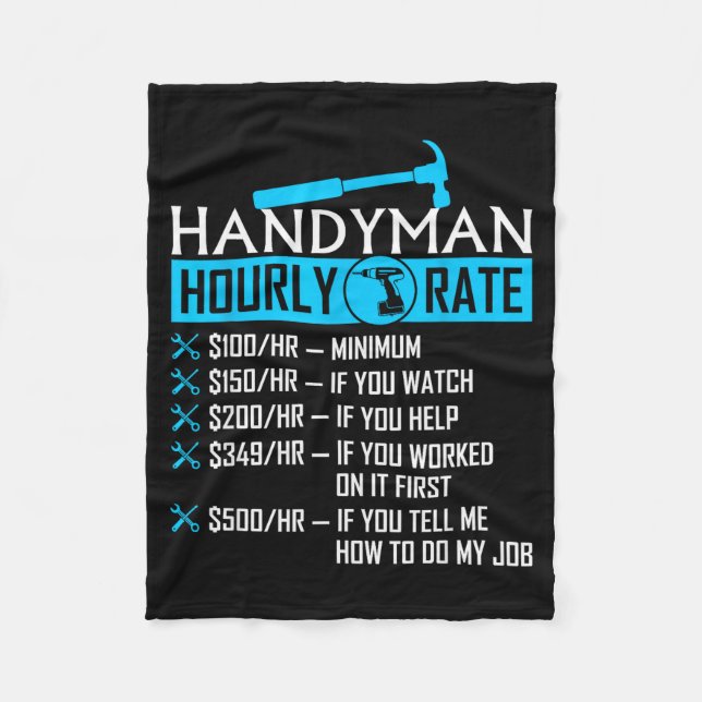 Couverture Polaire Handyman Hourly Rate Humor Carpenter Funny Handy M (Devant)