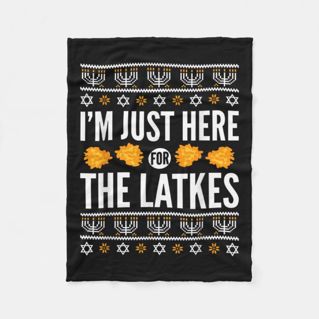 Couverture Polaire Hanoukka Heureux Juste Ici Pour Latkes Juif Hébreu (Devant)
