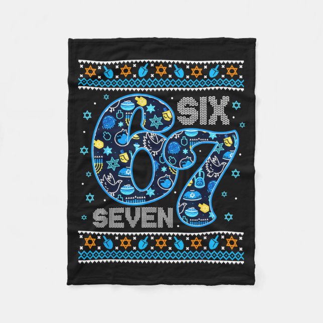 Couverture Polaire Hanukkah 67 Festive Dreidel Ugly Sweater Jew Six S (Devant)