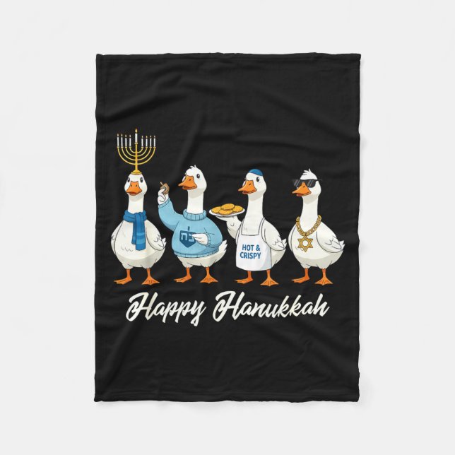 Couverture Polaire Hanukkah Goose Happy Hanukkah Menorah Dreidel Jewi (Devant)