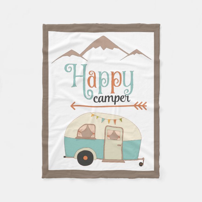 Couverture Polaire HAPPER CAMPER mignon Retro RV (Devant)