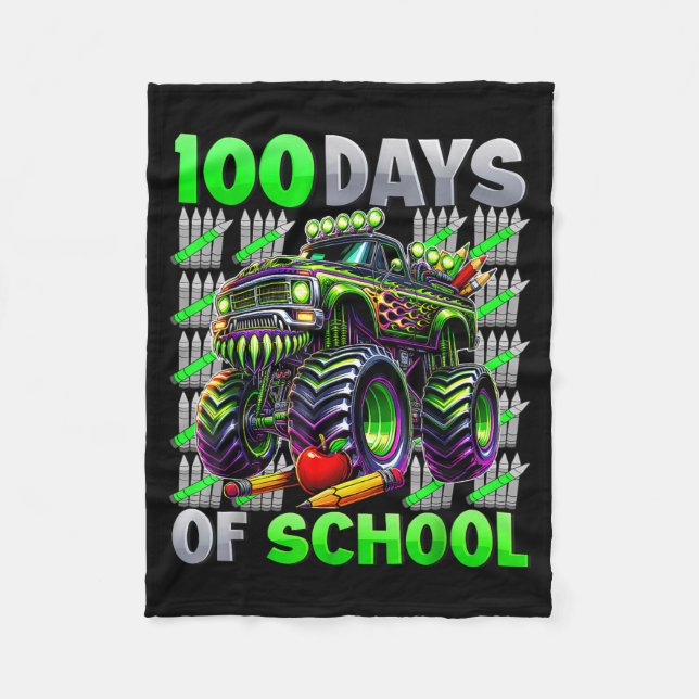 Couverture Polaire Happy 100 Days Of School Funny Monster Truck Stude (Devant)