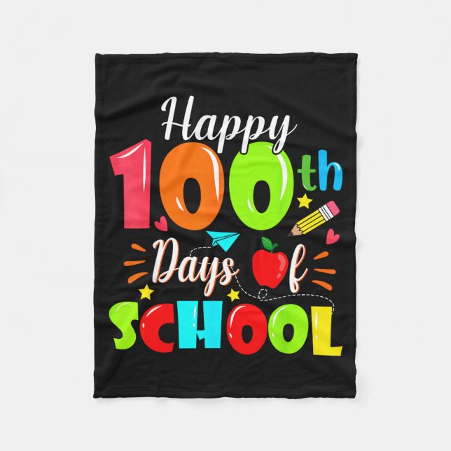 Couverture Polaire Happy 100th Day Of School Funny Teachers Sudents K (Devant)