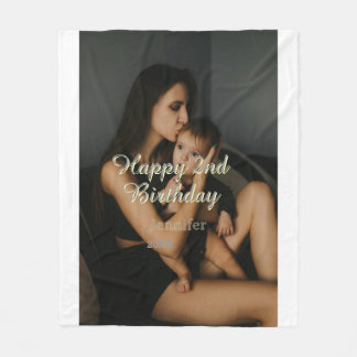 Couverture Polaire Happy 2nd birthday kids baby mother yellow gray na