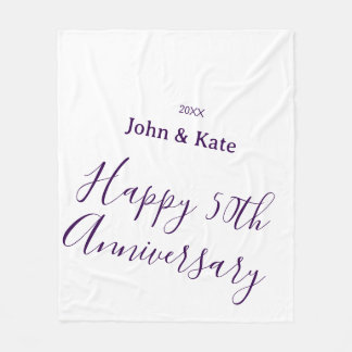 Couverture Polaire Happy 50th anniversary purple name year simple 
