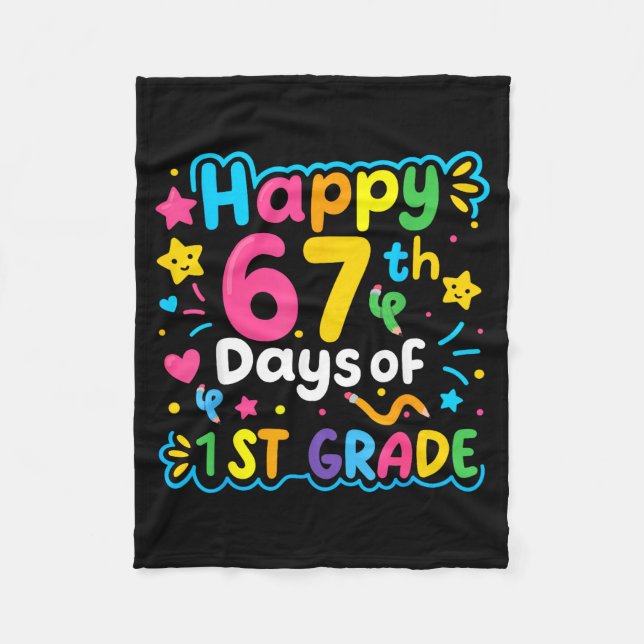Couverture Polaire Happy 67th Day Of 1st Grade School Meme 67 Kids Te (Devant)