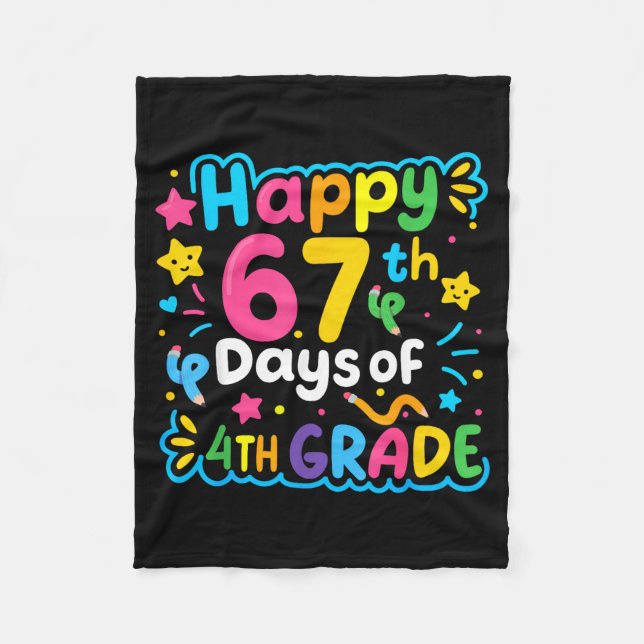 Couverture Polaire Happy 67th Day Of 4th Grade School Meme 67 Kids Te (Devant)