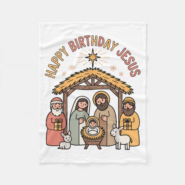 Couverture Polaire Happy Birthday Jesus Christmas Christian Outfit To (Devant)