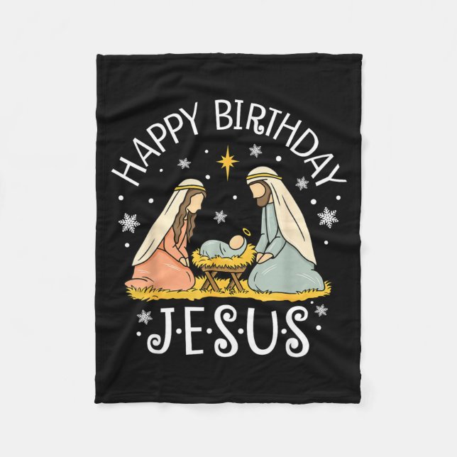 Couverture Polaire Happy Birthday Jesus Ugly Christmas Sweater Christ (Devant)