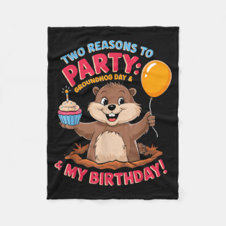 Couverture Polaire Happy Birthday On Groundhog Day 2025 Cute Birthday