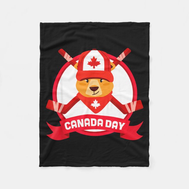 Couverture Polaire Happy Canada Day Design Funny Canadian Groundhog F (Devant)