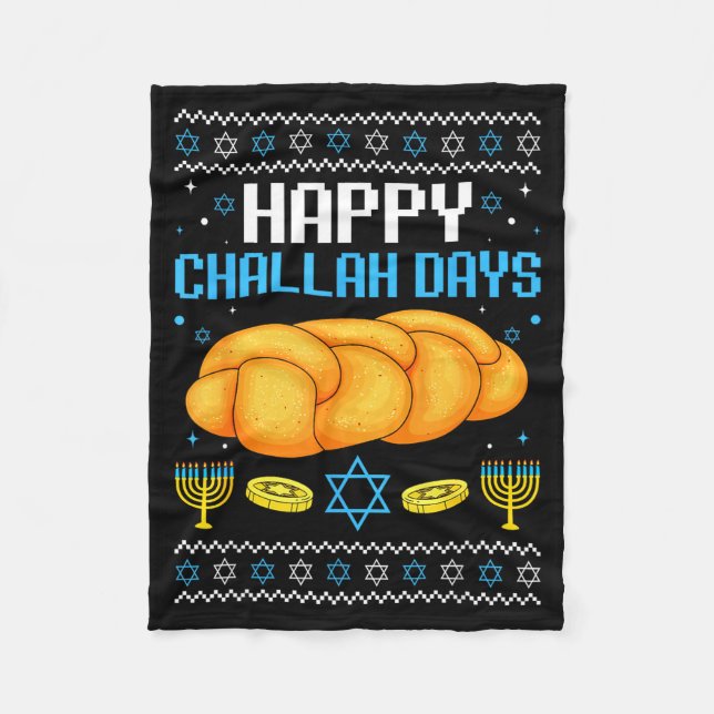 Couverture Polaire Happy Challah Days Ugly Christmas Hanukkah  (Devant)