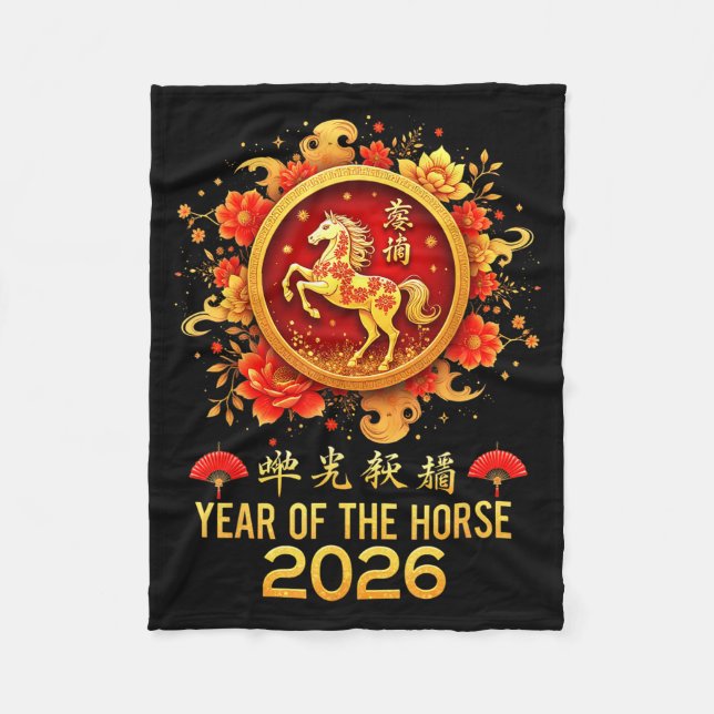 Couverture Polaire Happy Chinese New Year 2026 Lunar Year Of The Hors (Devant)