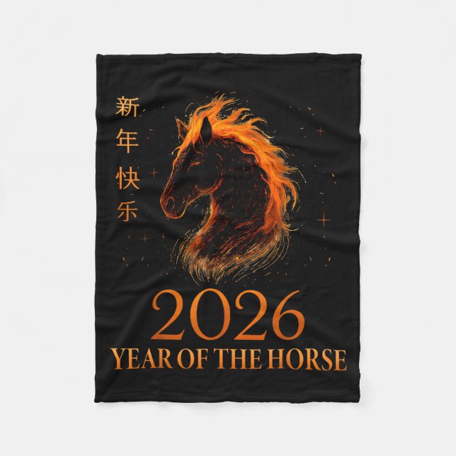 Couverture Polaire Happy Chinese New Year 2026 Year Of The Horse Flam (Devant)