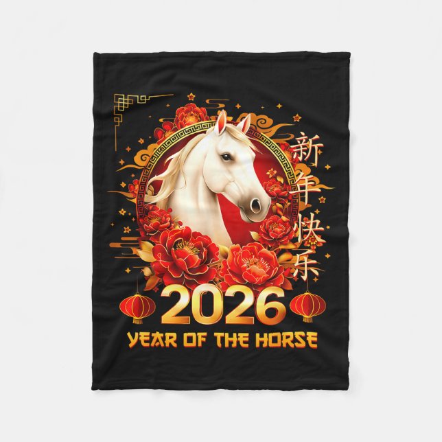 Couverture Polaire Happy Chinese New Year Of The Horse 2026 Lunar New (Devant)