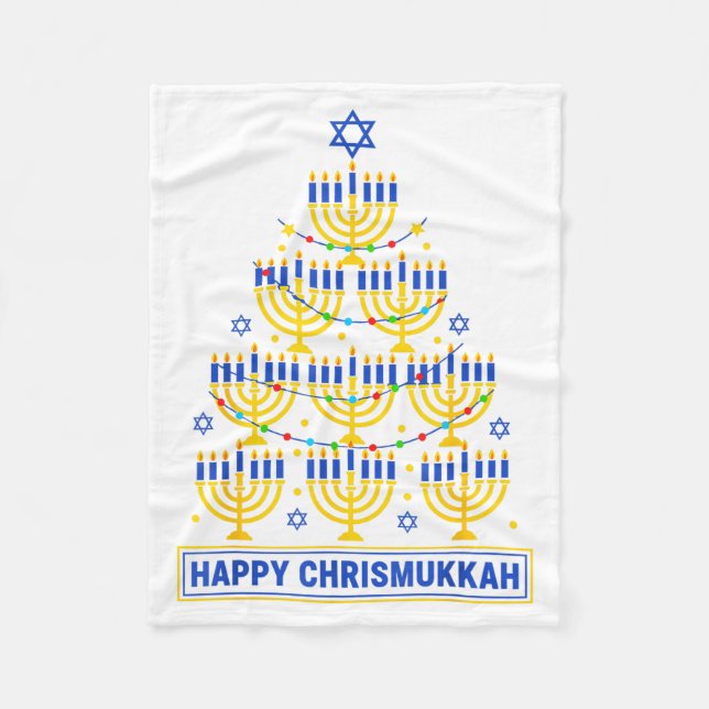 Couverture Polaire Happy Chrismukkah Hanukkah Light Tree Jewish Holid (Devant)