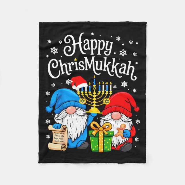 Couverture Polaire Happy Christmukkah Hanukkah Christmas Gnome Xmas F (Devant)