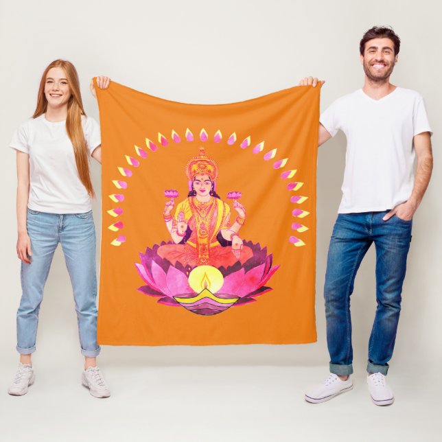 Couverture Polaire Happy Diwali - Deepalavi Lakshmi Goddess 1 (En situation)