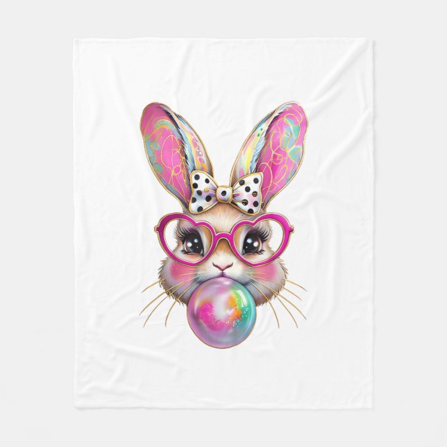 Couverture Polaire Happy Easter Bunny Coquette Bow Brushstroke Easter (Devant)