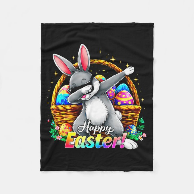 Couverture Polaire Happy Easter Dabbing Bunny Funny Egg Basket Men Bo (Devant)
