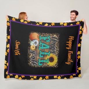 Couverture Polaire Happy Fall Citrouille Flower Elegant