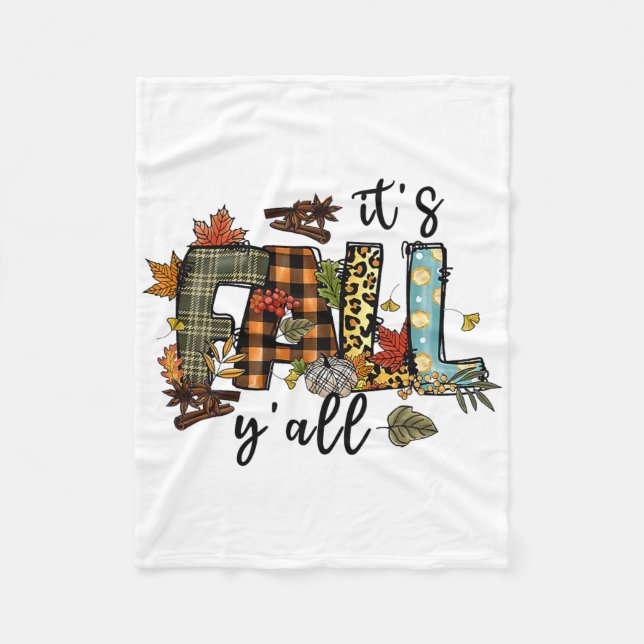 Couverture Polaire Happy Fall Y’all Citrouille Leopard Your Fall Yall (Devant)