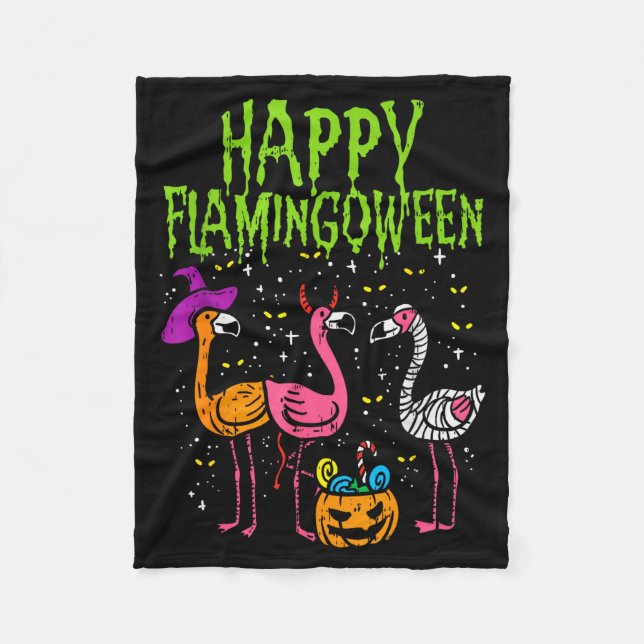 Couverture Polaire Happy Flamingoween Y Flamingos Funny Halloween Cos (Devant)