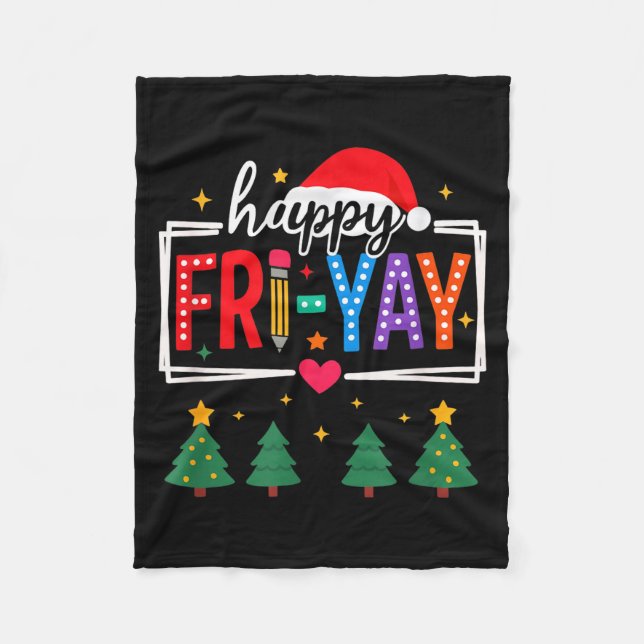Couverture Polaire Happy Fri-yay Christmas Teacher Festive Holiday Sc (Devant)