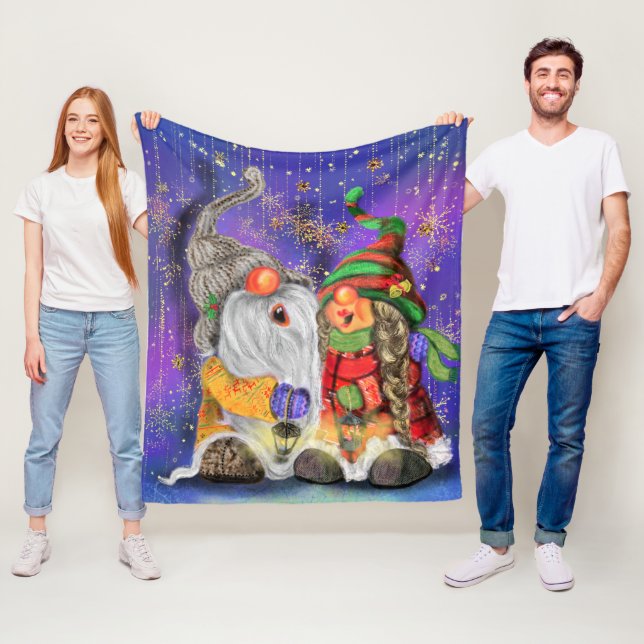 Couverture Polaire Happy Gnomes Couple Fleece Blanket (En situation)