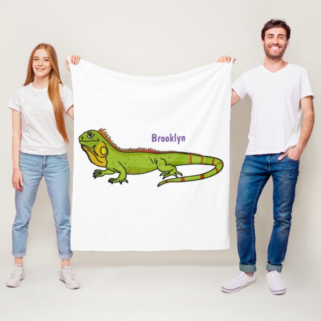 Couverture Polaire Happy green iguana cartoon (En situation)