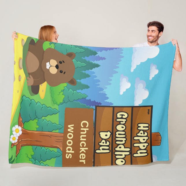 Couverture Polaire happy ground hog day in woods (En situation)