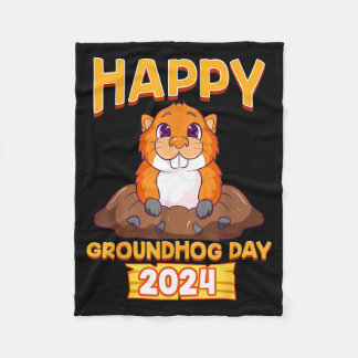 Couverture Polaire Happy Groundhog Day 2024 Woodchuck Weather Meteoro