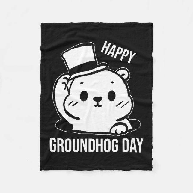 Couverture Polaire Happy Groundhog Day Line Art  (Devant)