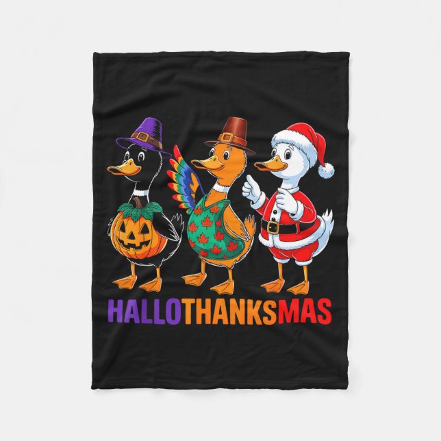 Couverture Polaire Happy Hallothanksmas Duck Lover Halloween Merry Ch (Devant)