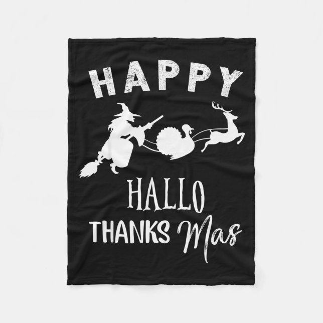 Couverture Polaire Happy Hallothanksmas Halloween Witch Thanksgiving  (Devant)