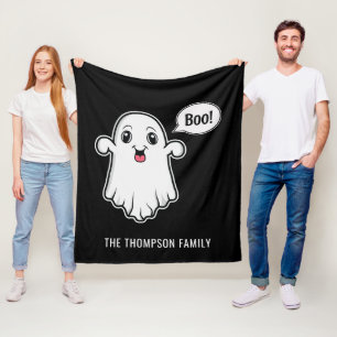Couverture Polaire Happy Halloween Boo Ghost Personnalisé Nom de fami