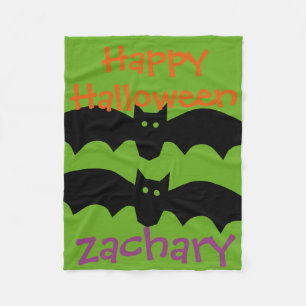 Couverture Polaire Happy Halloween chauves-chauves-souris sur vert Pe