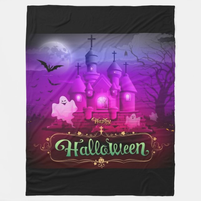 Couverture Polaire Happy Halloween Éffrayant Haunted House (Devant)