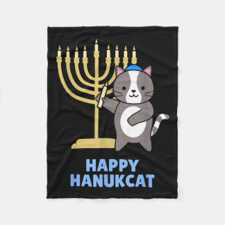 Couverture Polaire Happy Hanukcat Black Cat Meowzel Tov Menorah Funny
