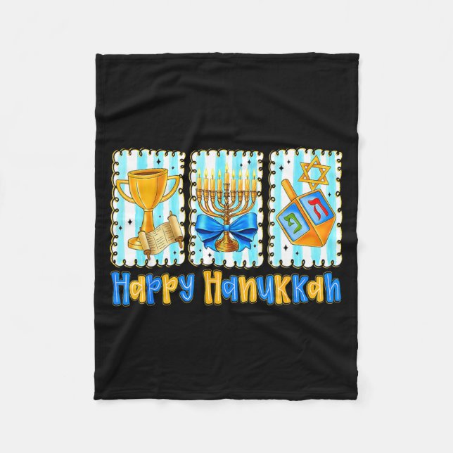 Couverture Polaire Happy Hanukkah Coquette Menorah Dreidel Chanukah G (Devant)
