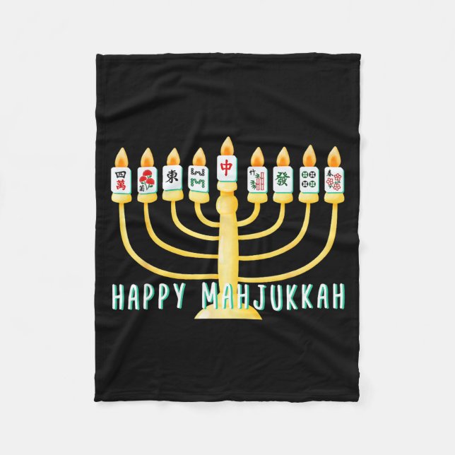 Couverture Polaire Happy Hanukkah Mahjong Menorah Mahjukkah Chanukkah (Devant)
