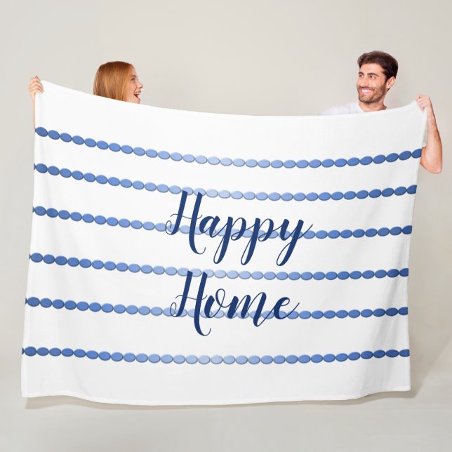 Couverture Polaire Happy Home Blue Stripes Fleece Blanket (En situation)